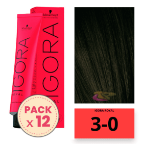 Schwarzkopf - Pack 12 Tintes Igora Royal 3/0 Castaño Oscuro 60 ml