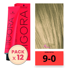 Schwarzkopf - Pack 12 Tintes Igora Royal 9/0 Rubio Muy Claro 60 ml