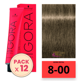 Schwarzkopf - Pack 12 Tintes Igora Royal 8/00 Rubio Claro Extra 60 ml