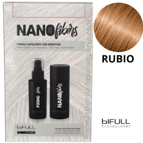 Bifull - Fibras Capilares NANOFIBERS con Keratina color RUBIO 25 gr + Spray Fijador