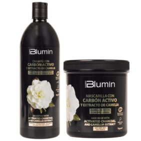 Blumin - Pack Oferta Carbón Activo y Extracto Camelia (para cabellos secos con raíz grasa) (Champú 1000 ml + Mascaril...