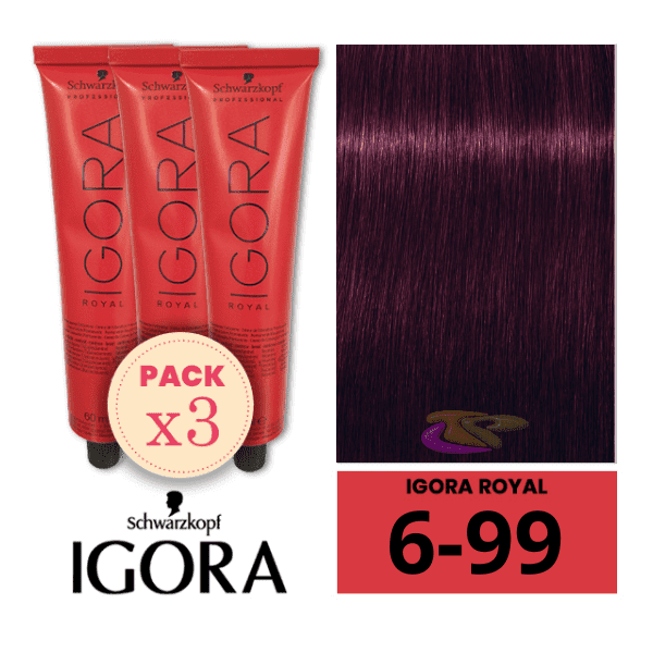 Maori Airco Excentriek Pack 3 Teinter Igora Royal Violet Intense 6/99 Blond Foncé 60 Ml Schwarzkopf  18,56 €